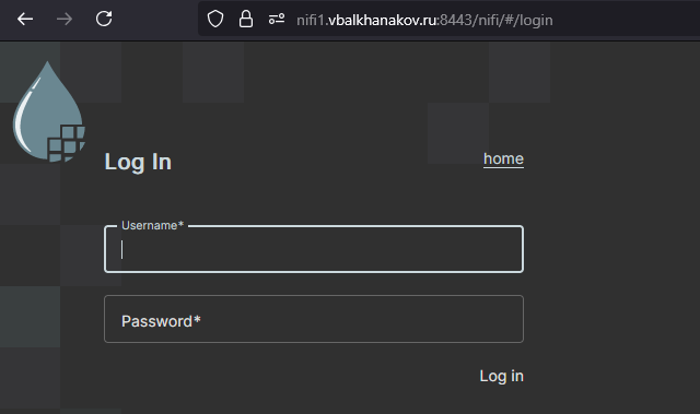 nifi-login-interface